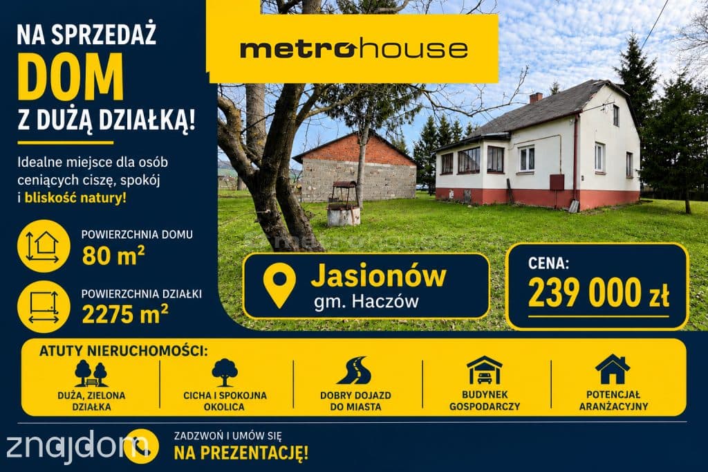 Na sprzedaż dom w Jasionowie w gminie Haczów