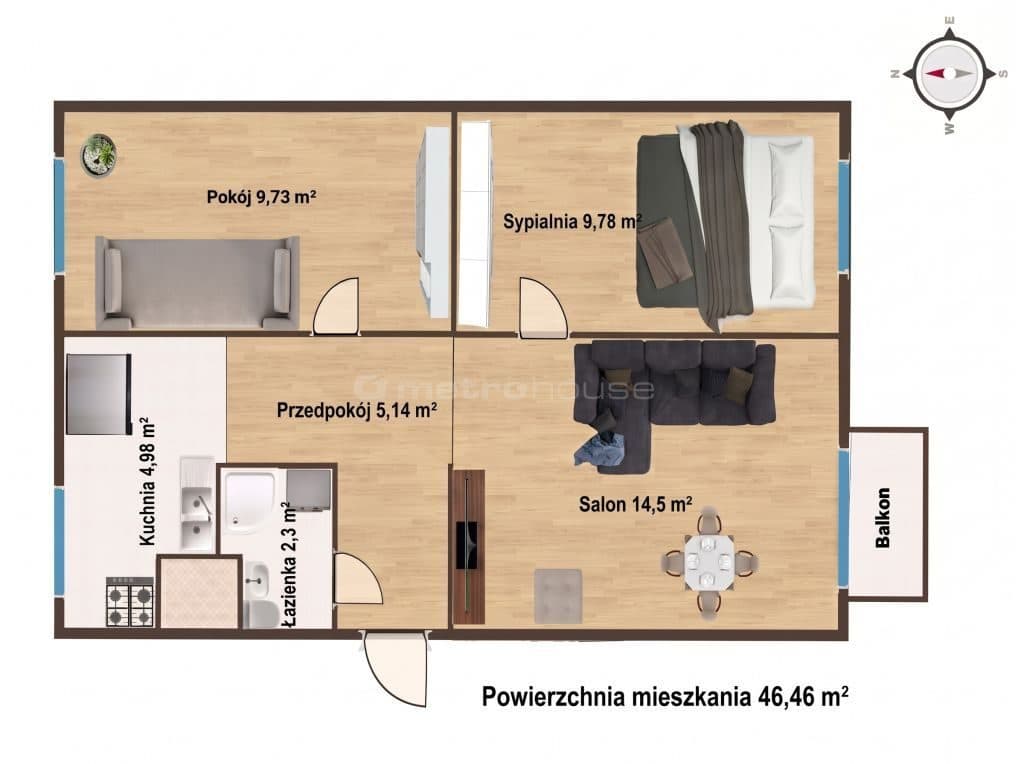 Dwustronne 3-pokojowe mieszkanie 46,46 m² Radom - zdjęcie 10
