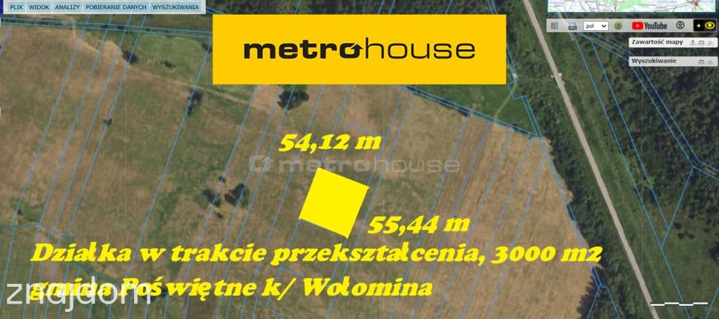 3000m2-działka rolna. Wkrótce WZ Helenów/Poświętne