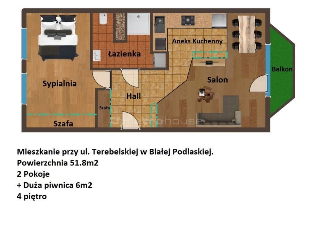 Ładne, przytulne mieszkanie 51.8m2 z dużą piwnicą - zdjęcie 14
