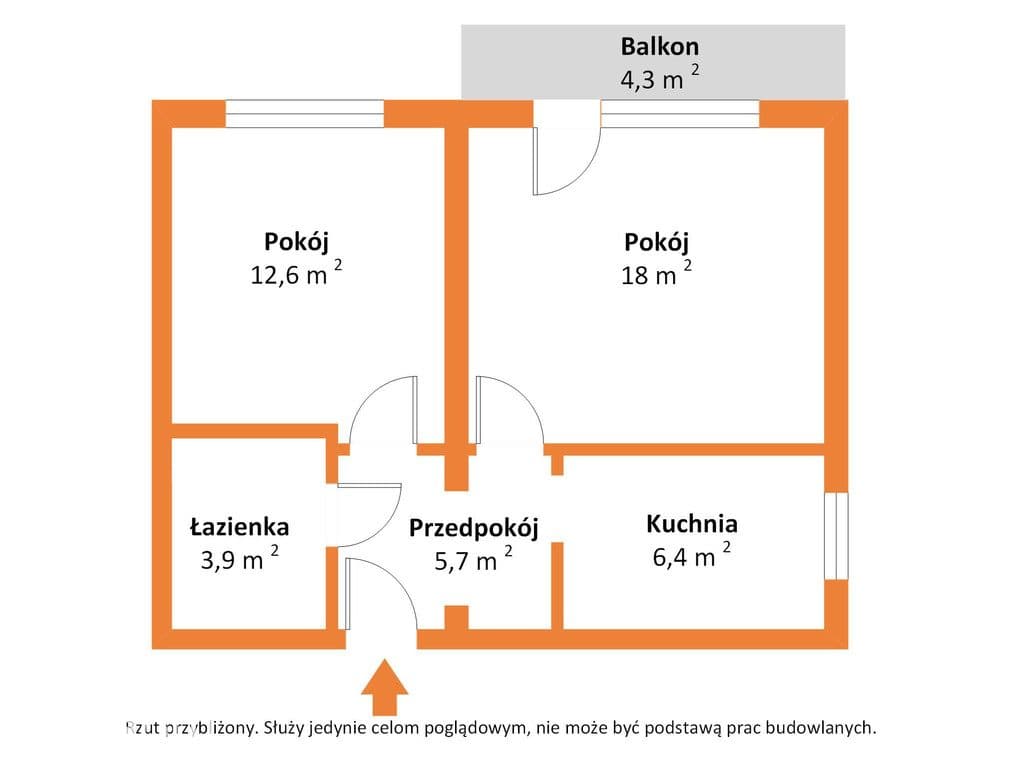2 pokoje 48,3 m² | Kędzierzyn-Koźle, Zachód - zdjęcie 2