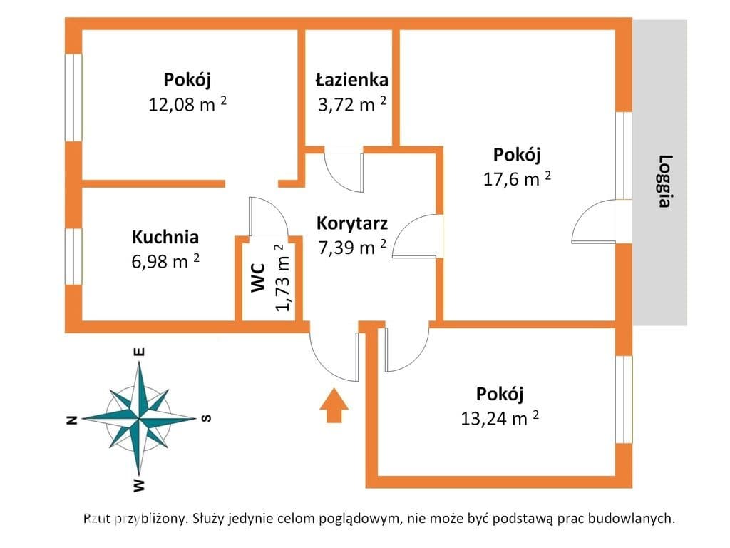 62 m², 3 pokoje rozkładowe, Dmowskiego, czysta KW - zdjęcie 3
