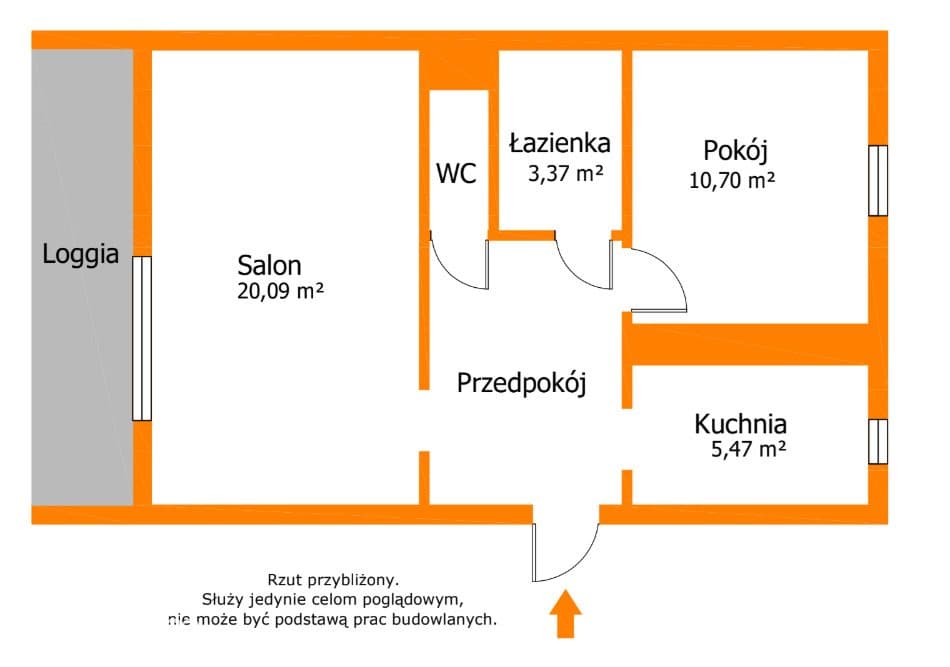 Przestronne 2-pokojowe mieszkanie z loggią. - zdjęcie 7
