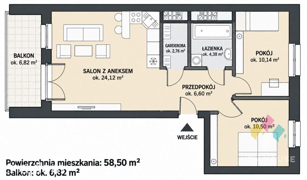 Bilitewskiego- 58 m2, miejsce parkingowe, 3 pok, balkon - zdjęcie 8