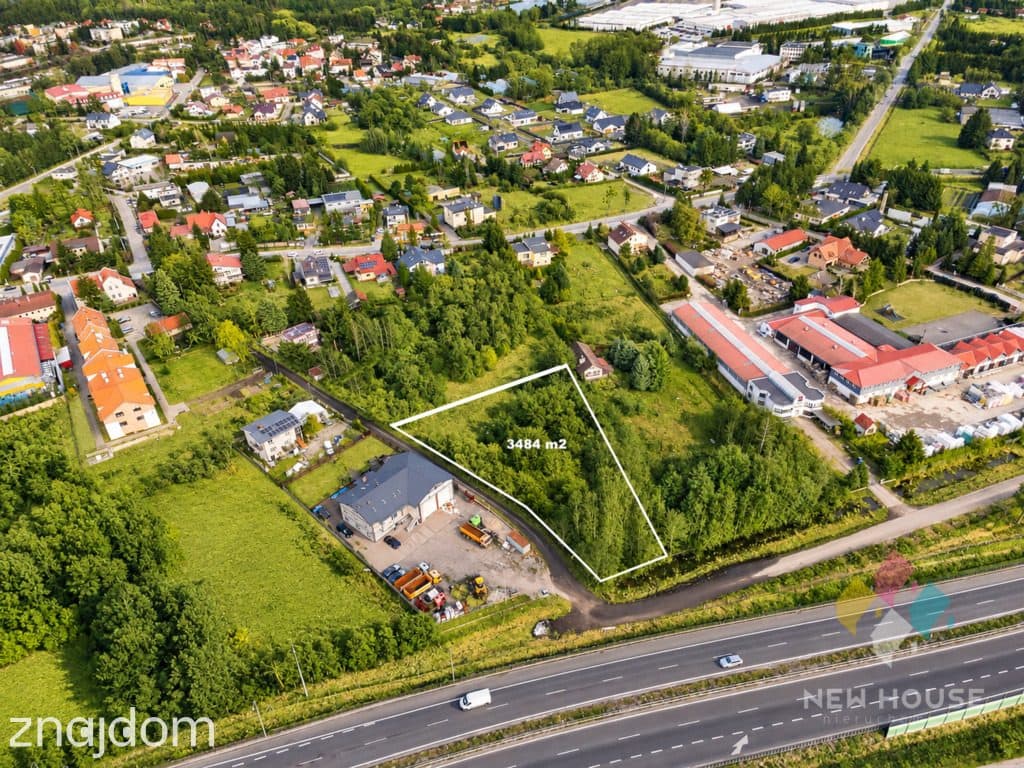 Działka inwestycyjna, S7, MPZP, media 3484 m2