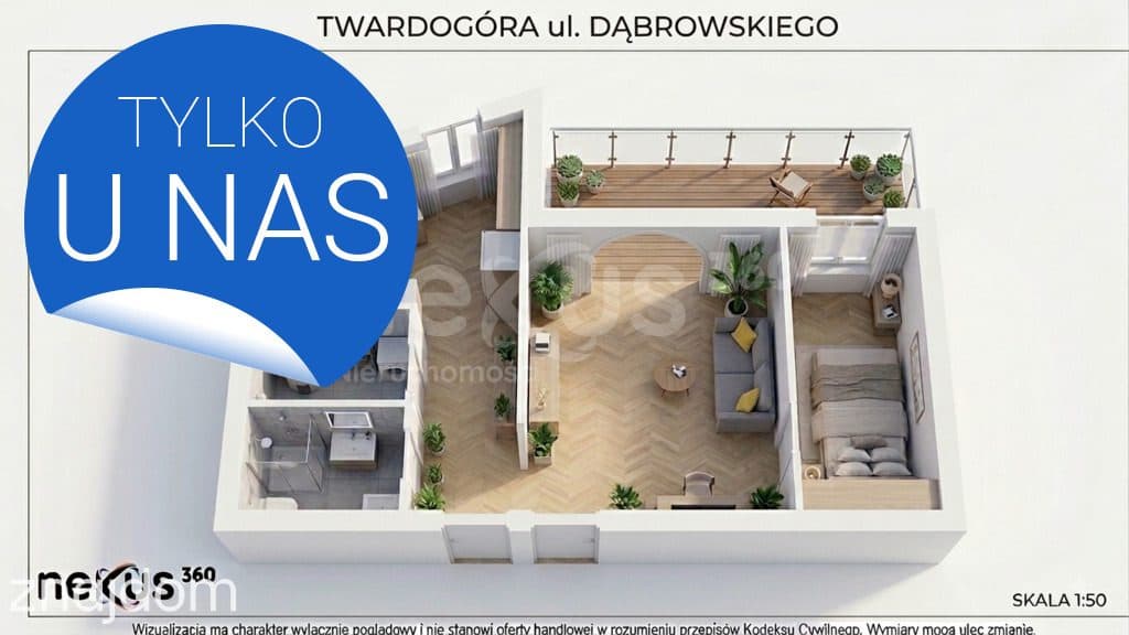 Mieszkanie 2pokoje, 57,9 m² z balkonem, Twardogóra