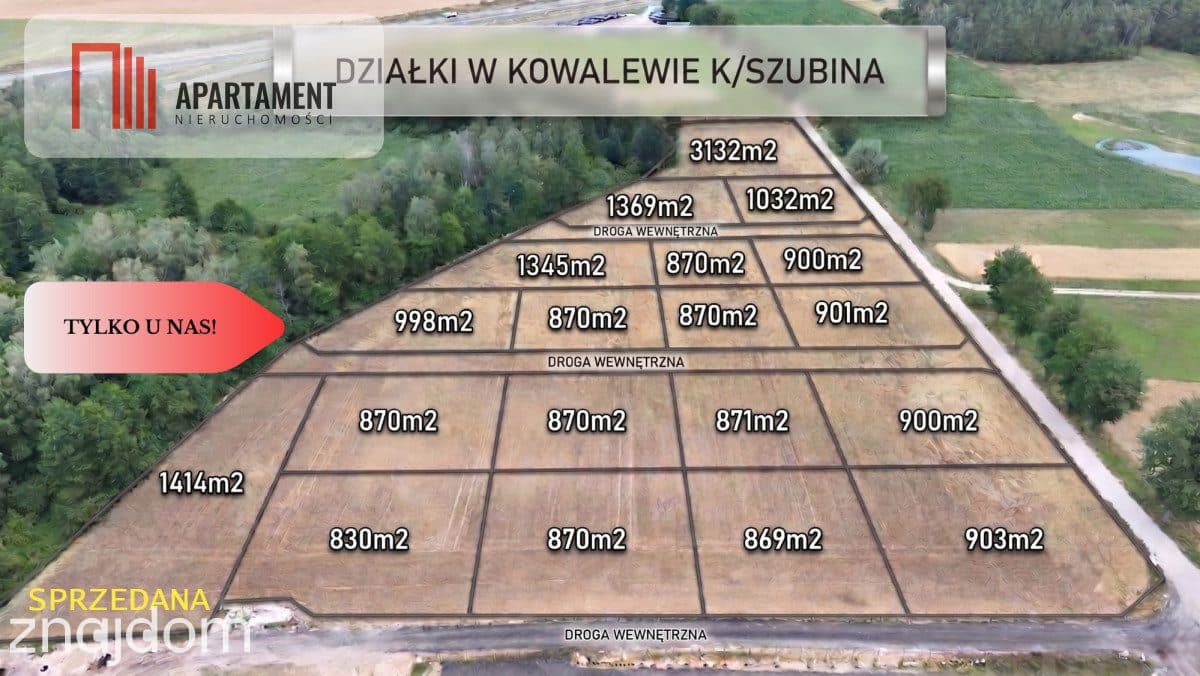 *Działki 830- 3132m2 Kowalewo Szubin ŚCIANA LASU