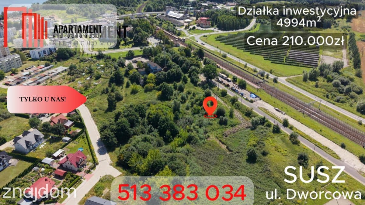 Działka inwestycyjna 5 001 m² w Suszu