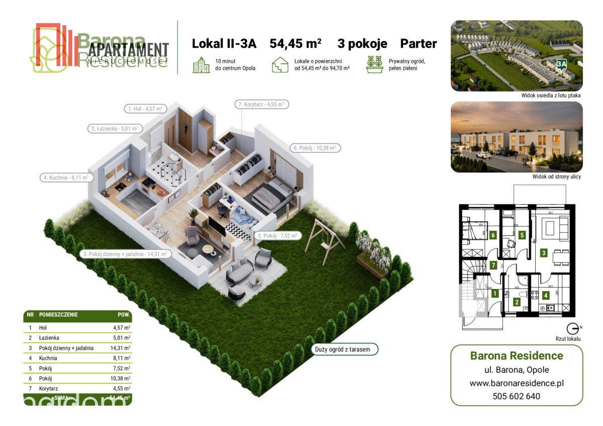 54,45 m2 | 3 pokoje | ogródek | Miejsce parkingowe - zdjęcie 3