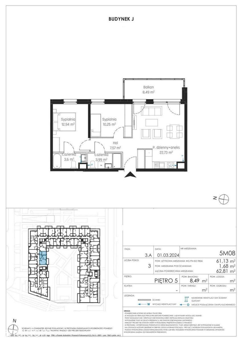 3 pokoje | 61,13 m² | Balkon 8,49 m² | Śródmieście - zdjęcie 9