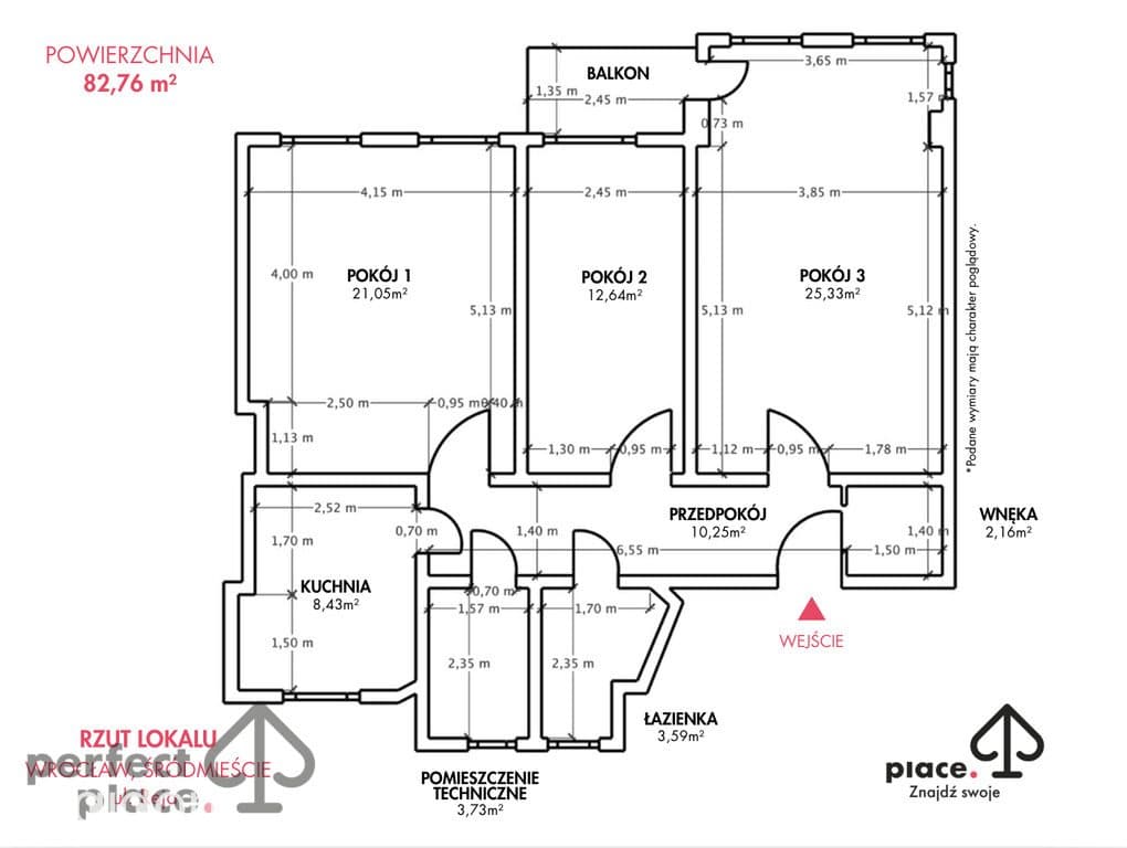 ul.Reja_83m2_3 pokoje_rozkład_balkon - zdjęcie 20