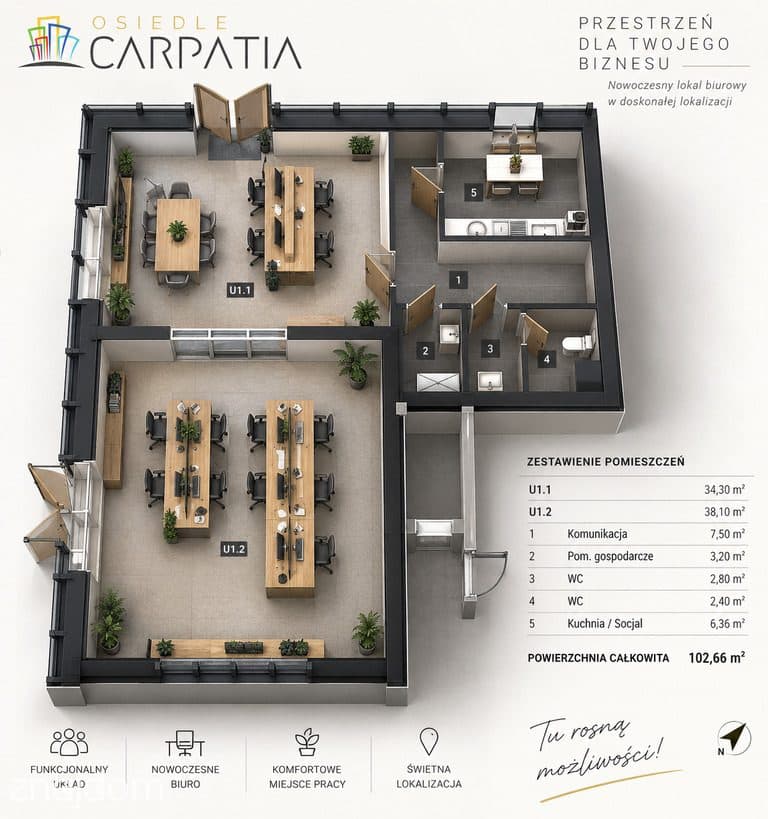 CARPATIA - Lokal 103 m² - parter+szklana witryna - zdjęcie 4