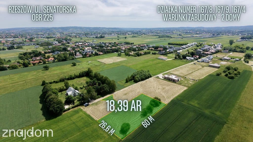 Działka 18,39a / WZ na 2 domy - Senatorska Rzeszów