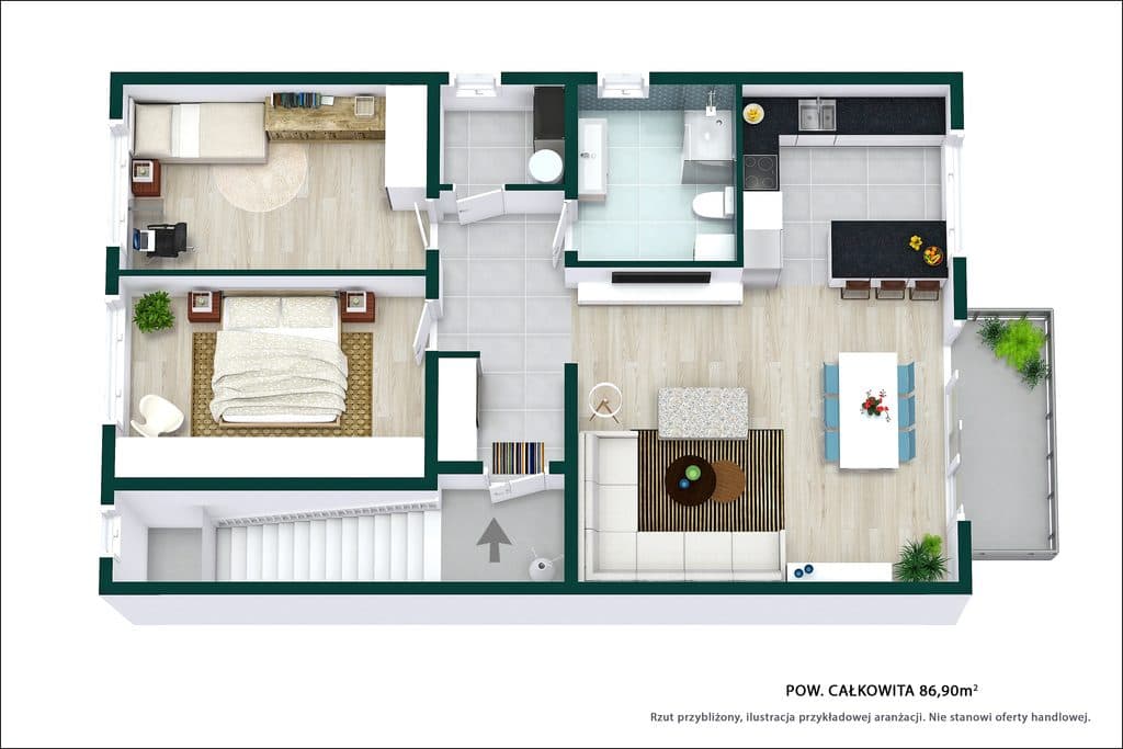 3 pokoje w stanie deweloperskim + poddasze 50 m2 - zdjęcie 15