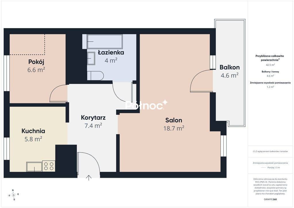 2 Pokoje | Centrum | Balkon | 42,5 m² - zdjęcie 6