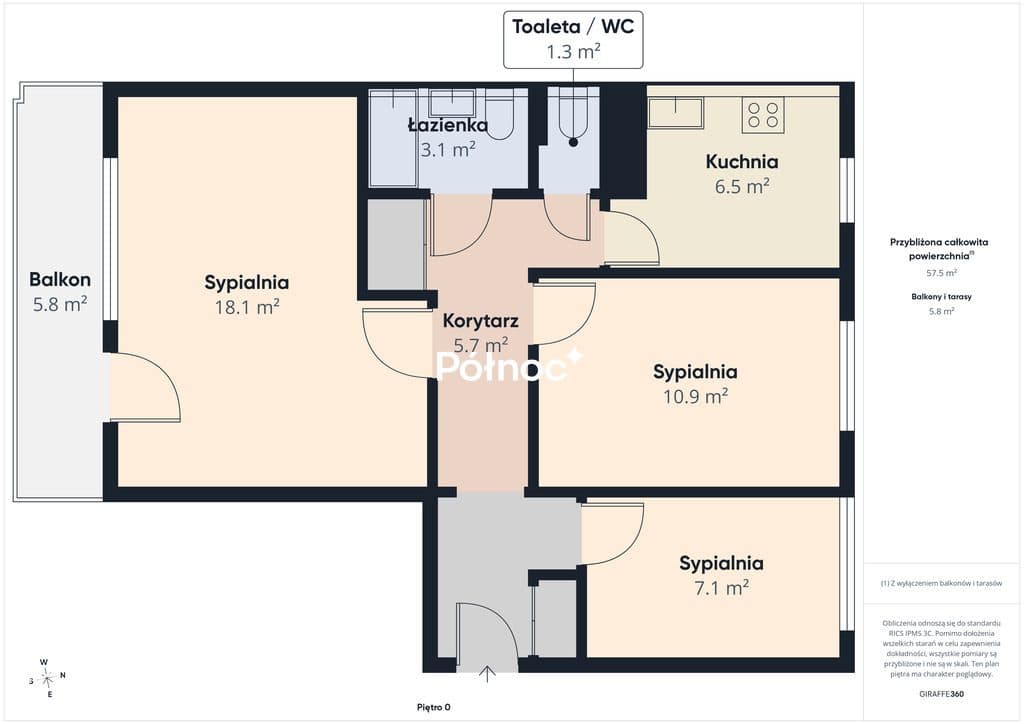 3-pokojowe mieszkanie 58,8 m² Księże Małe - zdjęcie 14