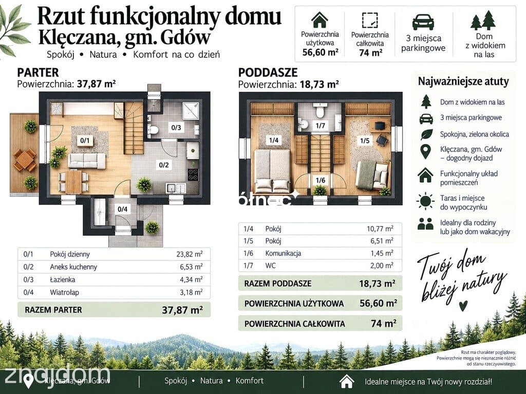Dom z widokiem na las / Klęczana, gm. Gdów / 74 m² - zdjęcie 15