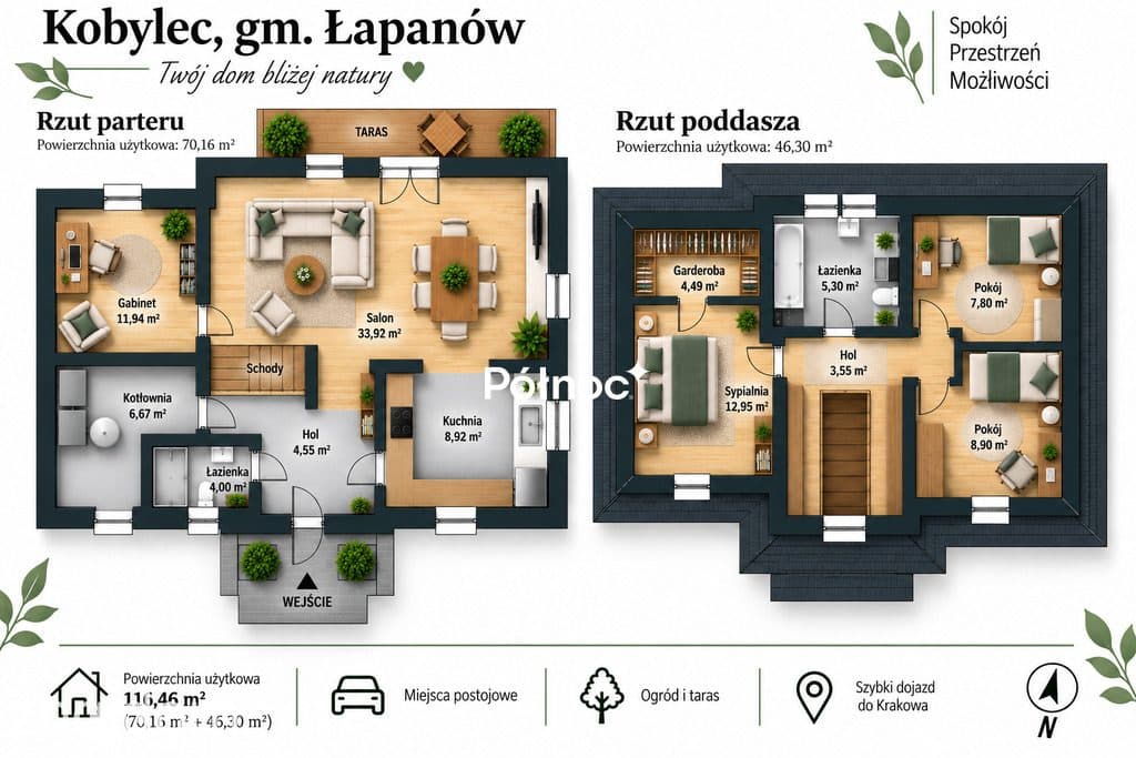 Dom z panoramą gór - Kobylec, gm. Łapanów - zdjęcie 9