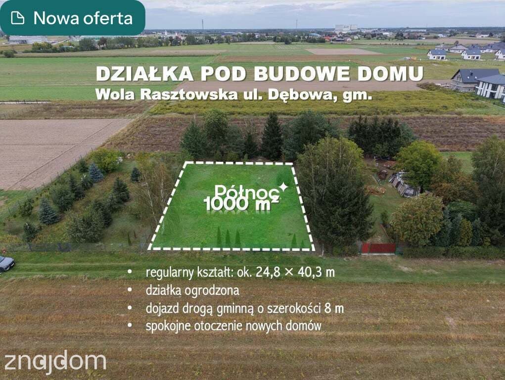 DZIAŁKA BUDOWLANA | 1000 m² | Wola Rasztowska