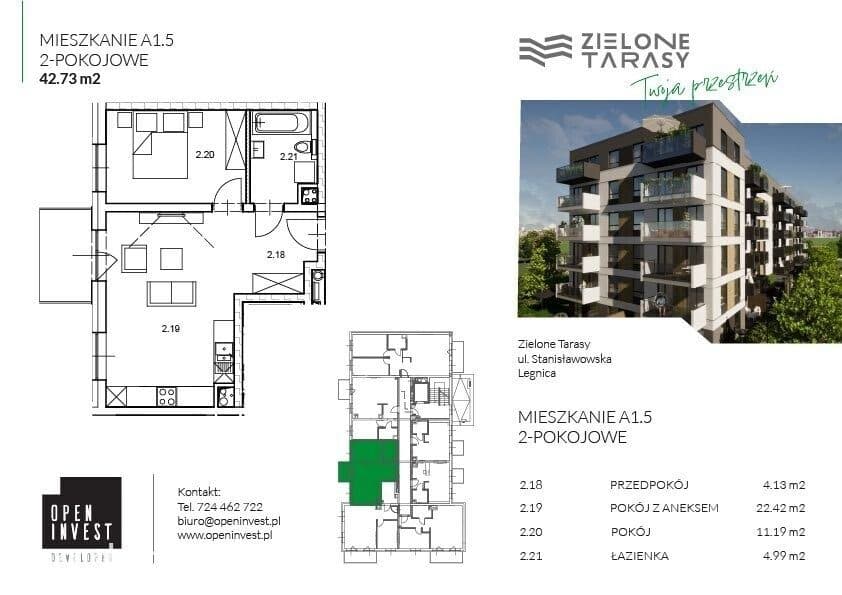 Zielone Tarasy, 2 pokoje, balkon, winda - zdjęcie 8