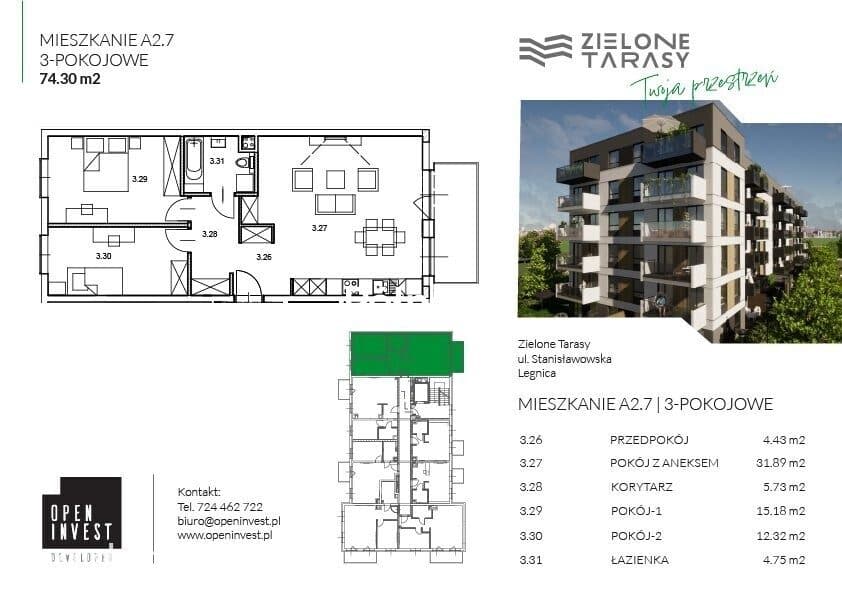 Zielone Tarasy, 3 pokoje, balkon, winda - zdjęcie 8