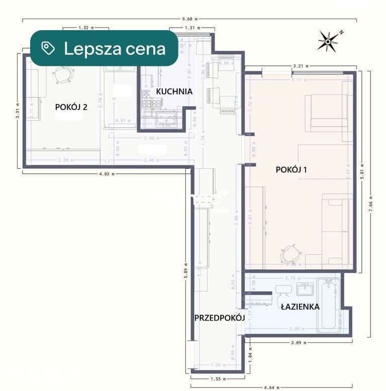 Mieszkanie na wynajem / 2 pokoje / balkon / 50 m2 - zdjęcie 15