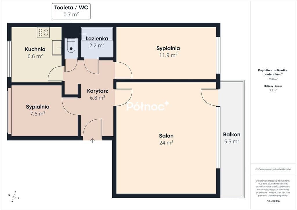 3 pokoje, 60 m², balkon, piwnica, 2. piętro, Łapy - zdjęcie 11