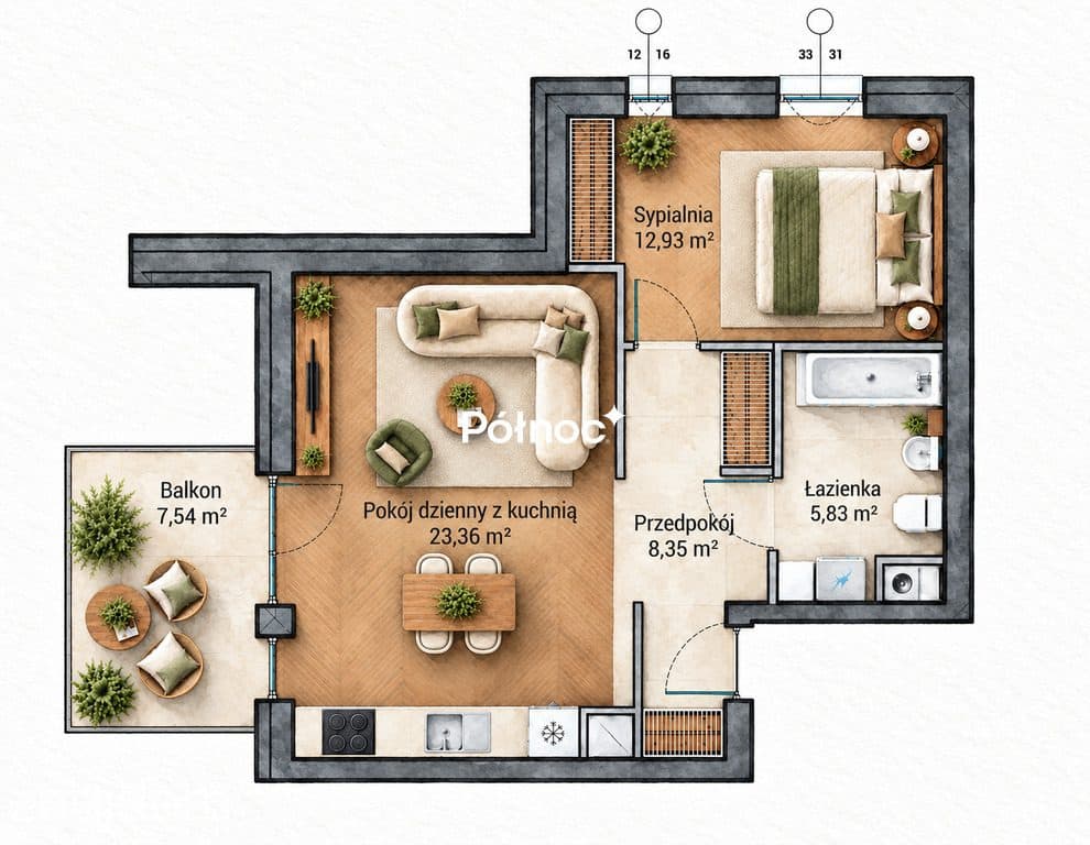2 pokoje | dzielnica Sławin | 50 m2 - zdjęcie 3