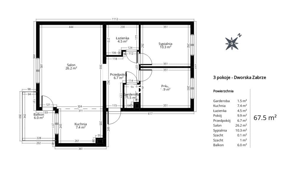 3 pok. z balkonem / 67,53m2 / Zamknięte osiedle / ul. Dworska - zdjęcie 17