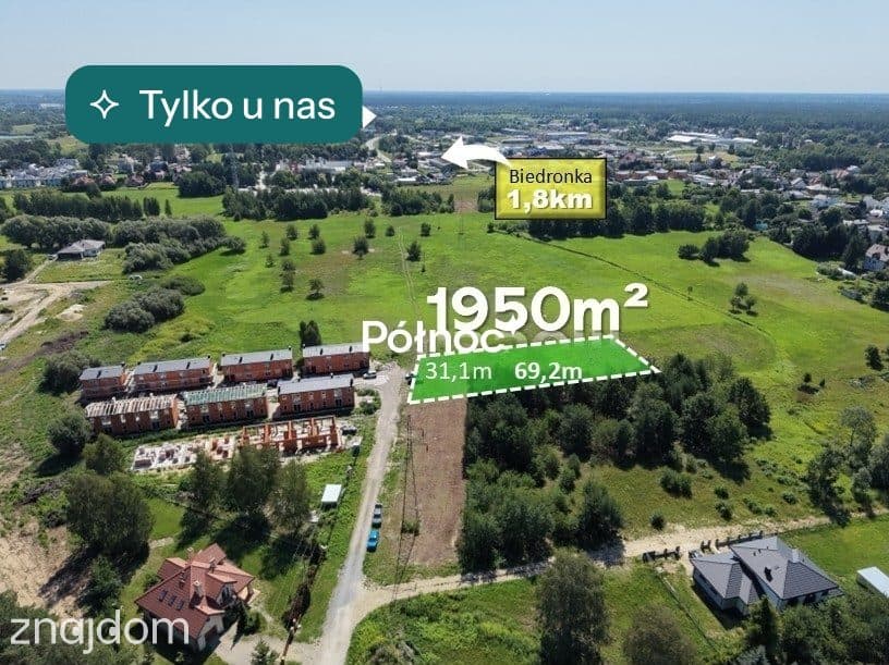 1950 m² pod niewielką inwestycję deweloperską lub usługi.