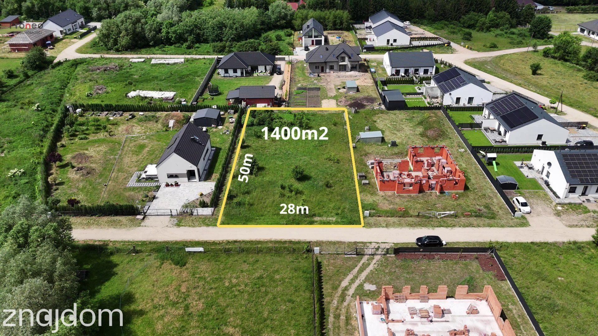Działka 1400m2, MPZP, Wieruszew k. Konina