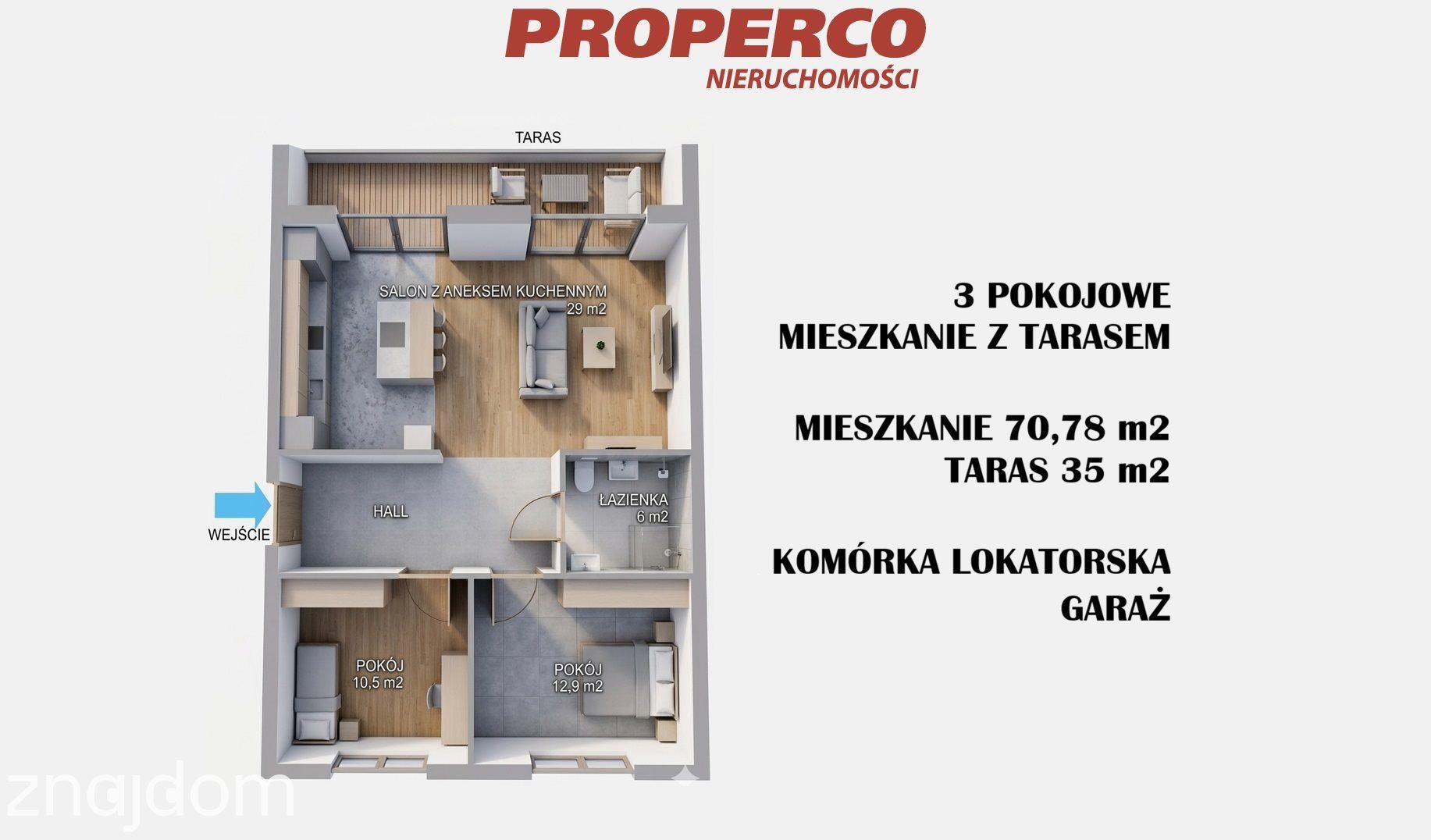 Mieszkanie 3 pok. 71m2 - taras garaż, os Na Stoku - zdjęcie 8