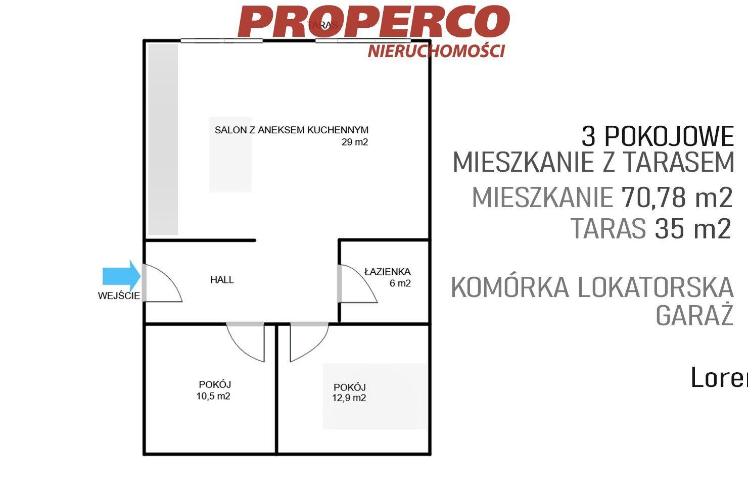 Mieszkanie 3 pok. 71m2 - taras garaż, os Na Stoku - zdjęcie 9
