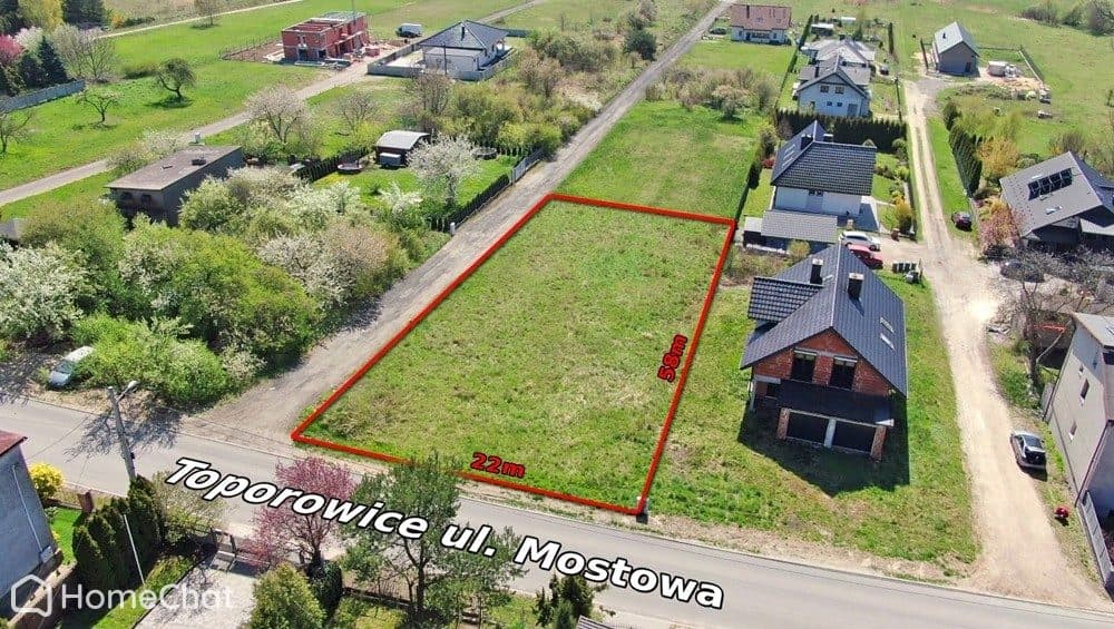 Działka budowlana 1296m2 - Toporowice