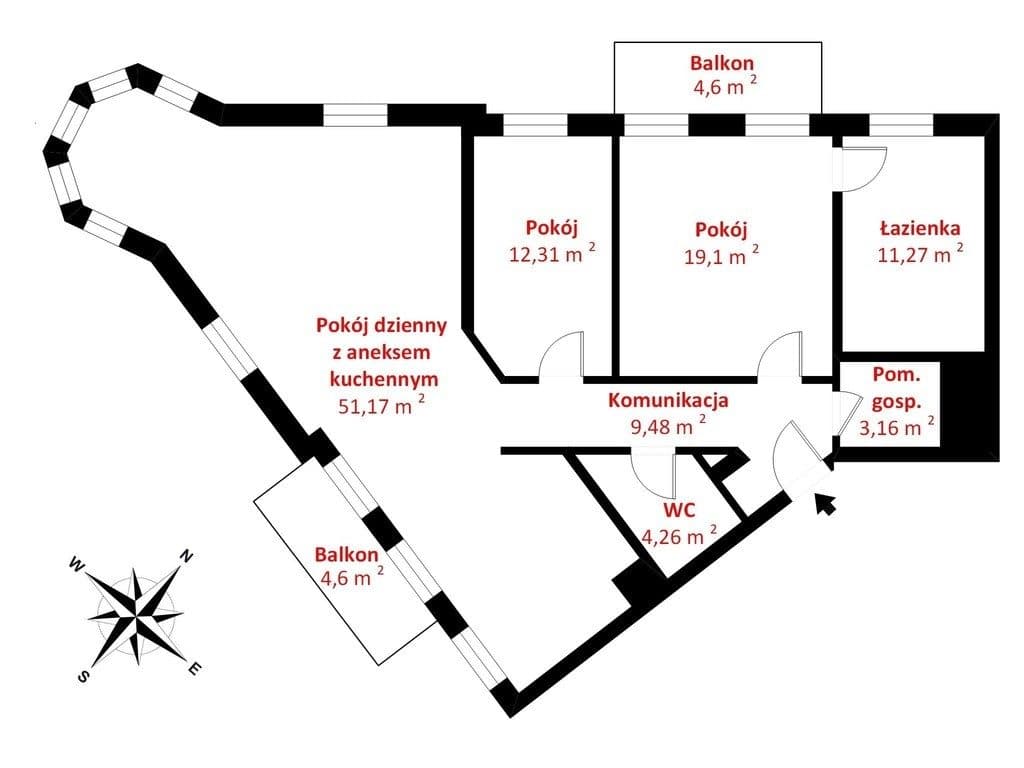 Apartament w "Żelazku", dwa balkony, m.postojowe - zdjęcie 4