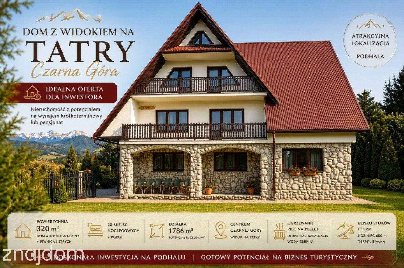 Dom w centrum Czarnej Góry z widokiem na Tatry