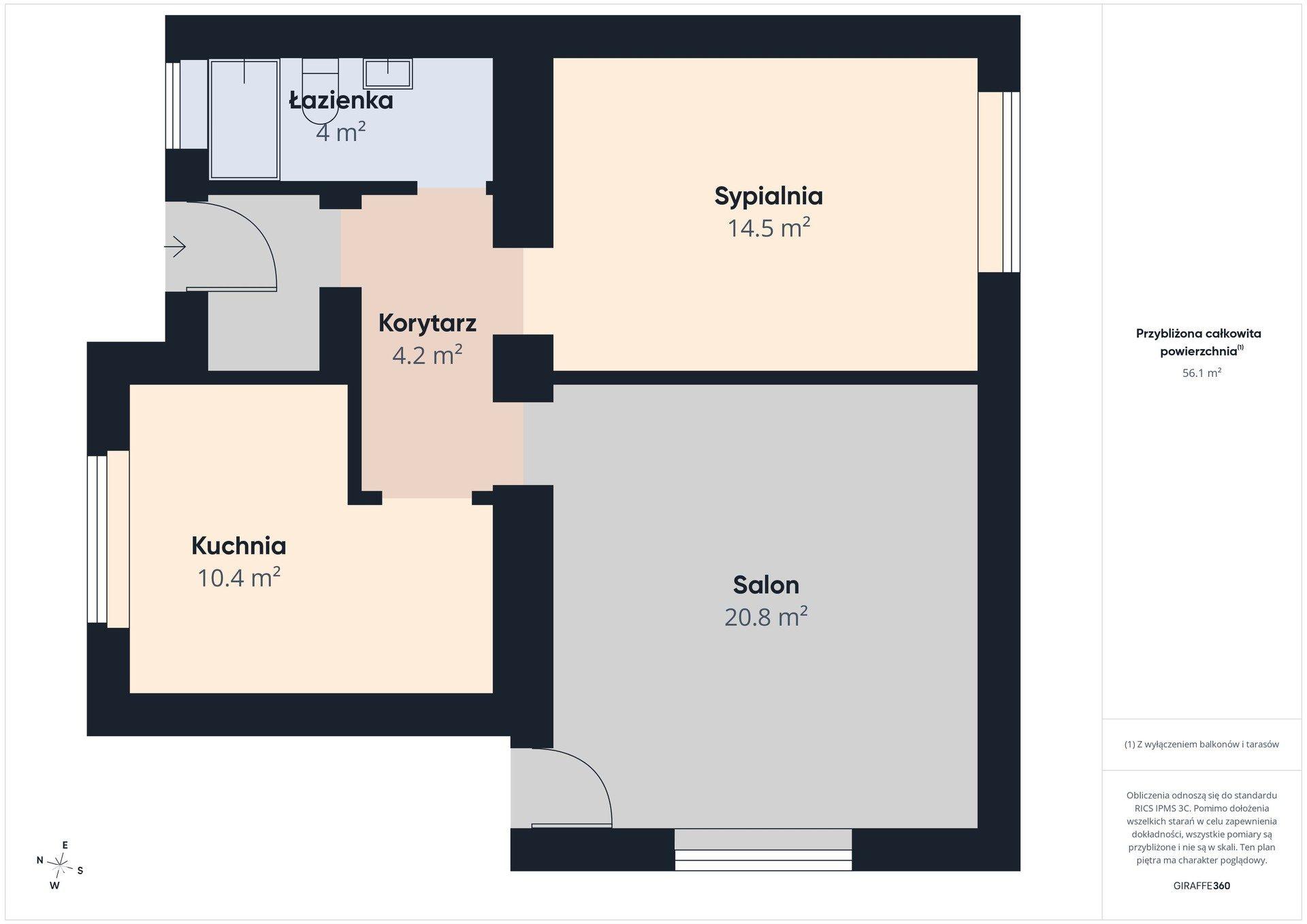 Wola pełna światła | 55,4 m² | 3 strony świata - zdjęcie 28