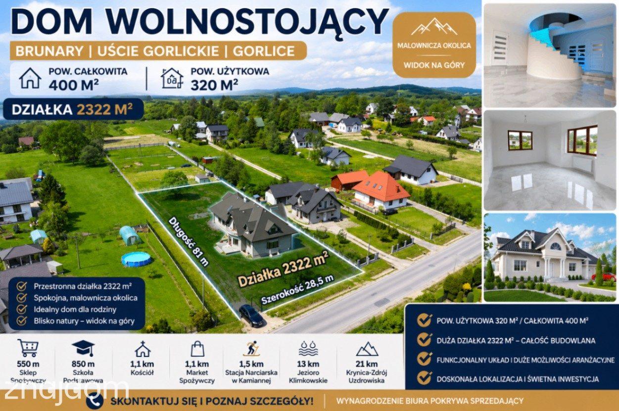Dom wolnostojący 400m2 Działka 23a Brunary Gorlice - zdjęcie 2