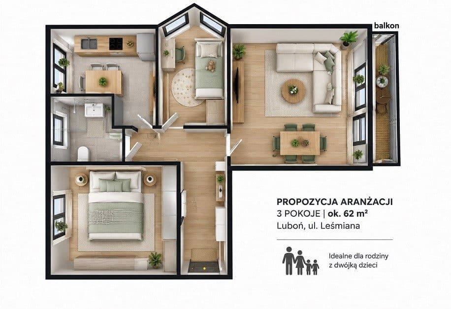 3 pokoje z balkonem | Luboń, ul. Leśmiana - zdjęcie 8