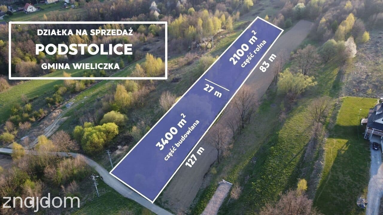 Działka 5500 m² | PODSTOLICE | Gmina Wieliczka