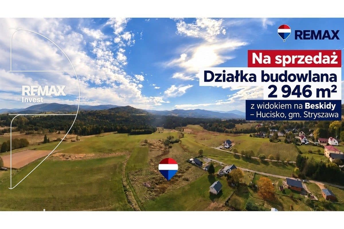 Działka budowlana 2 946 m² z widokiem na Beskidy