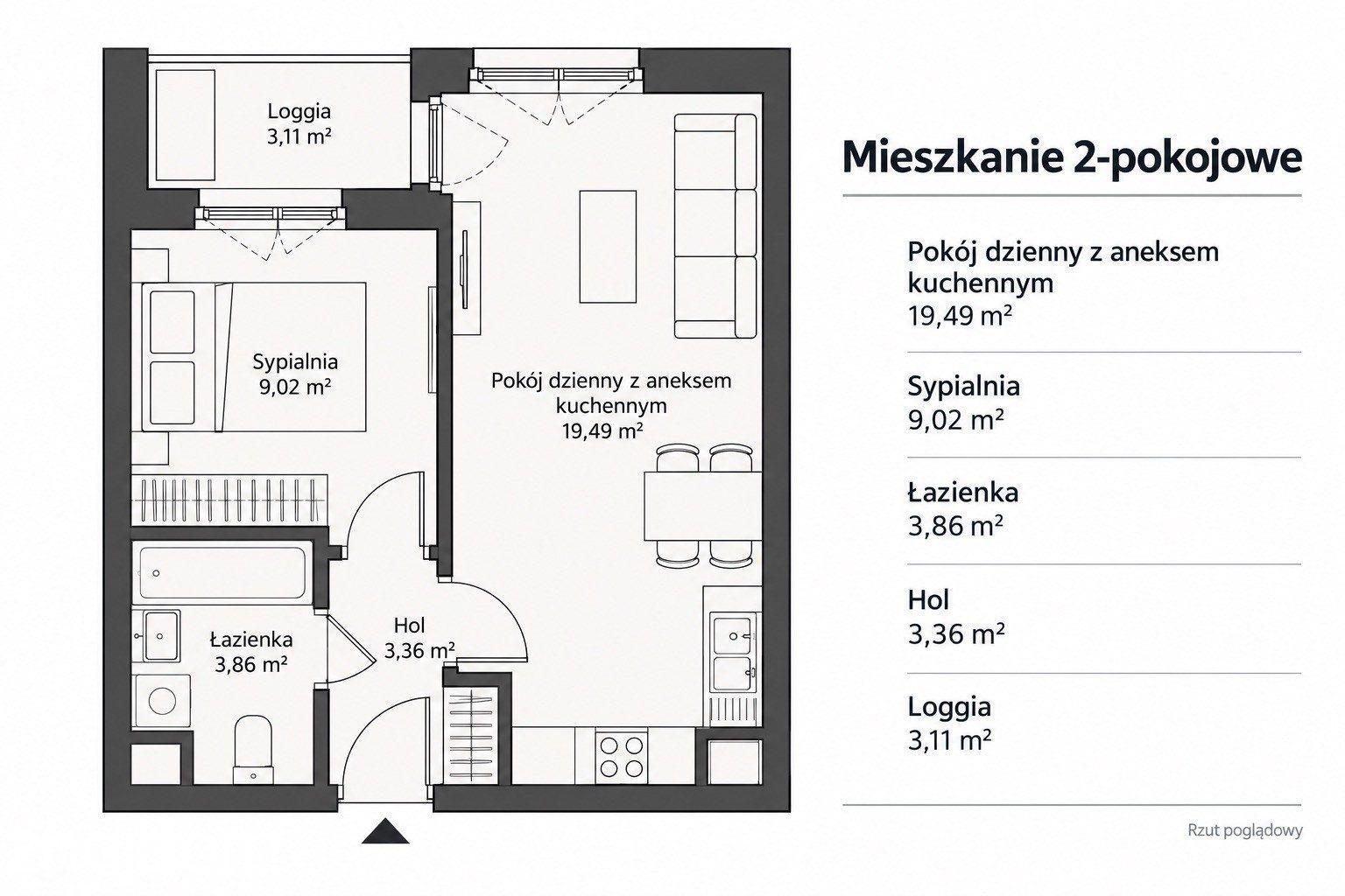 Nowe, urządzone mieszkanie 2 pokoje, loggia - zdjęcie 9