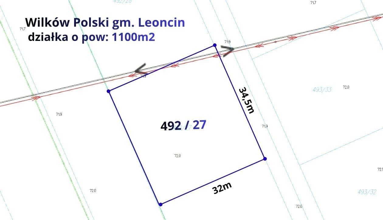Działka budowlana 1100m2, Wilków Polski
