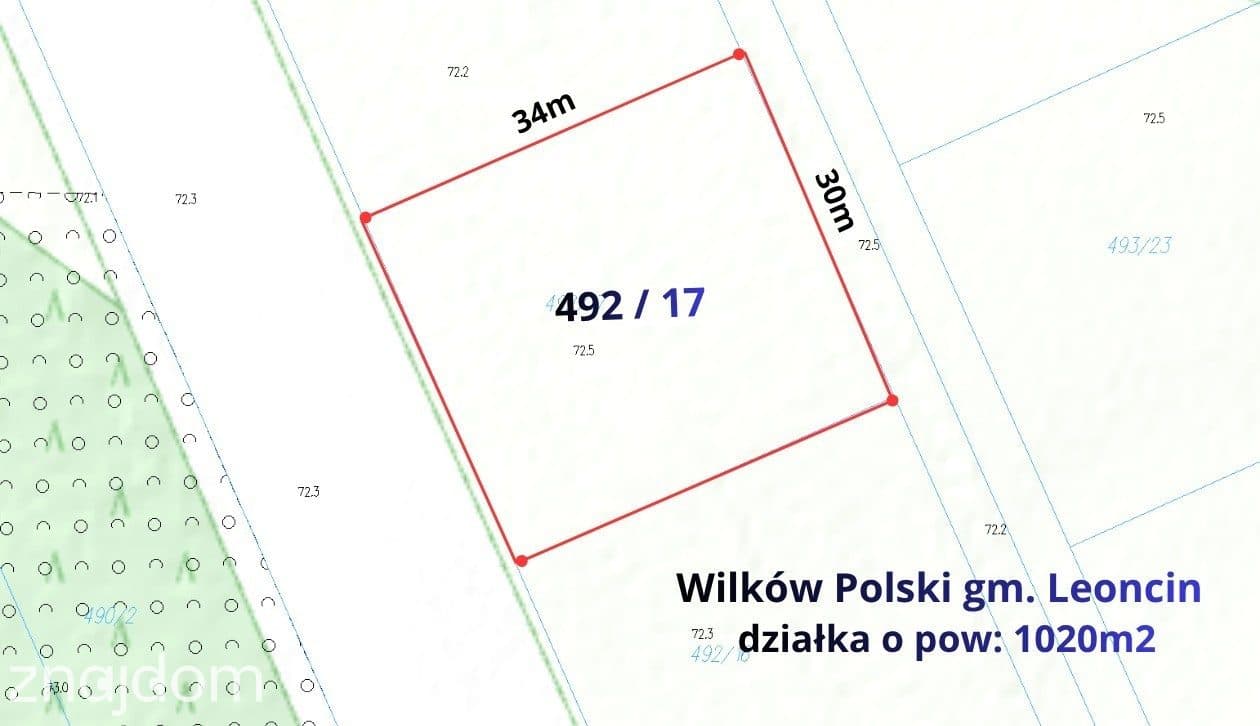 Działka budowlana 1020m2, Wilków Polski