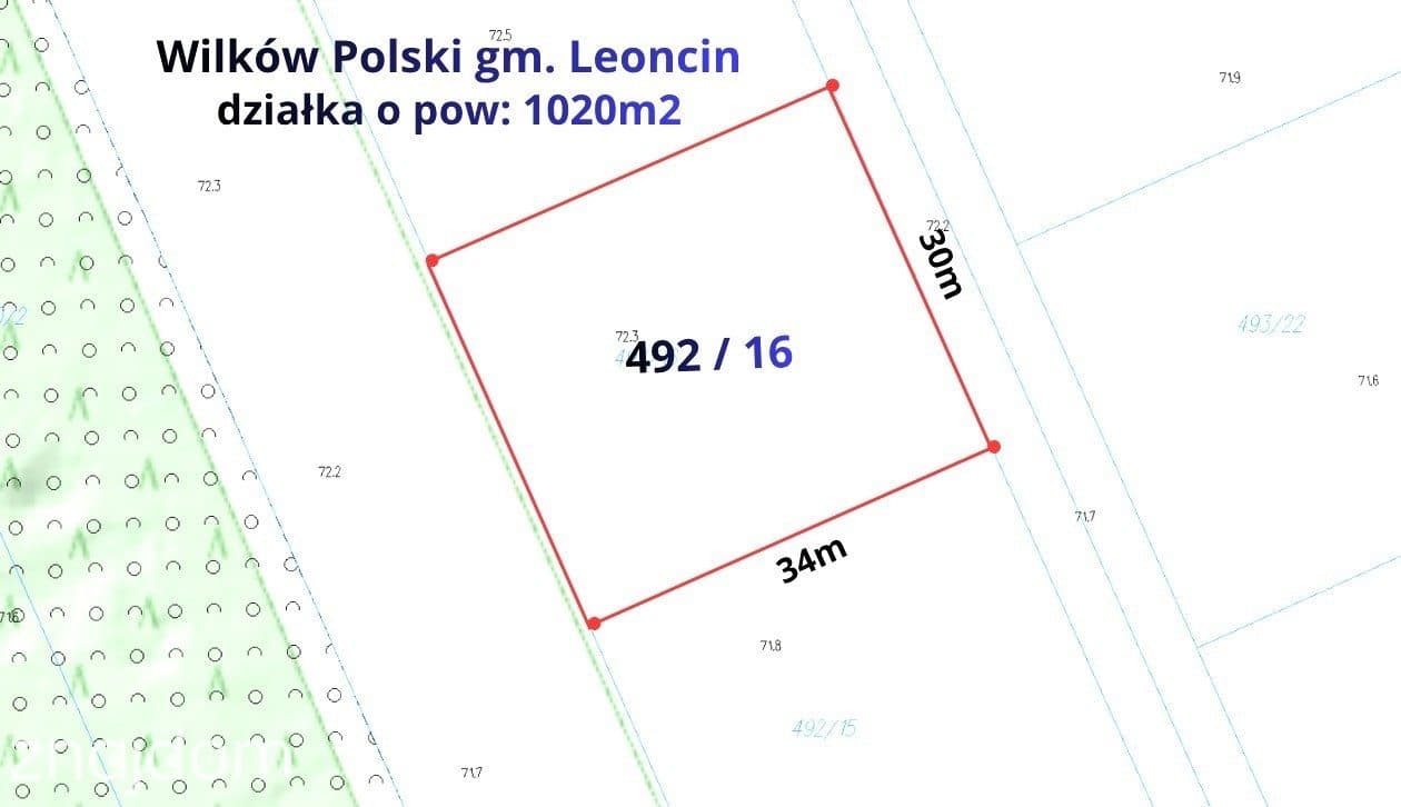 Działka budowlana 1020m2, Wilków Polski