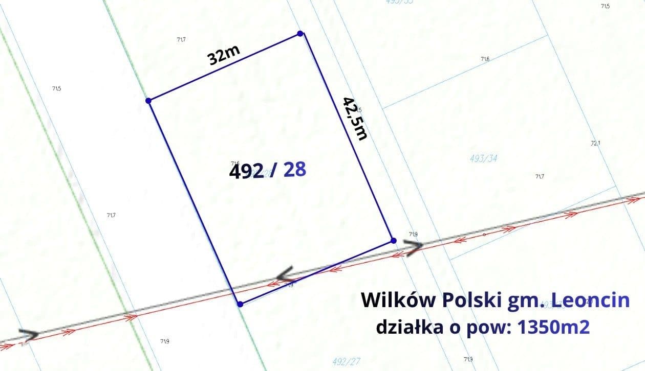 Działka budowlana 1350m2, Wilków Polski