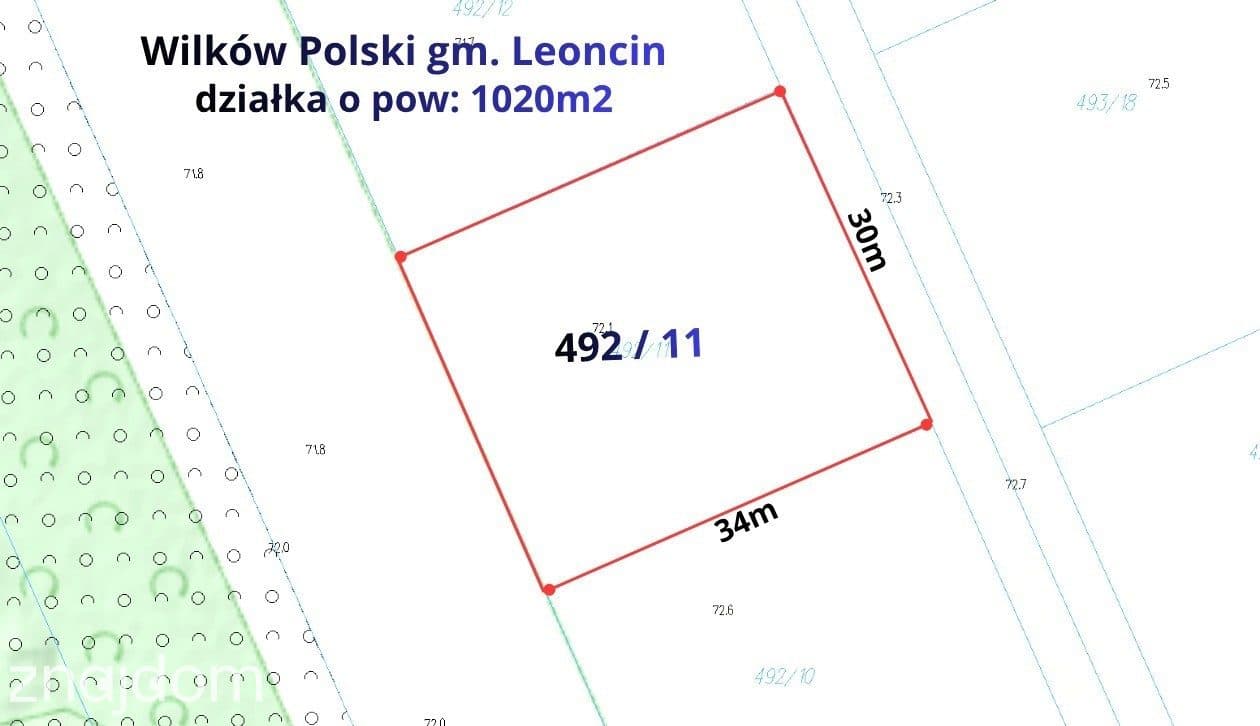 Działka budowlana 1020m2, Wilków Polski