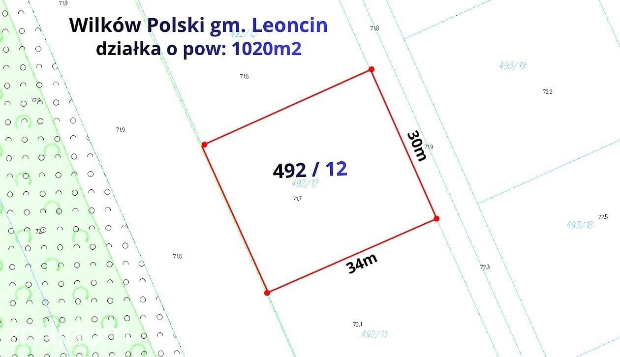 Działka budowlana 1020m2, Wilków Polski