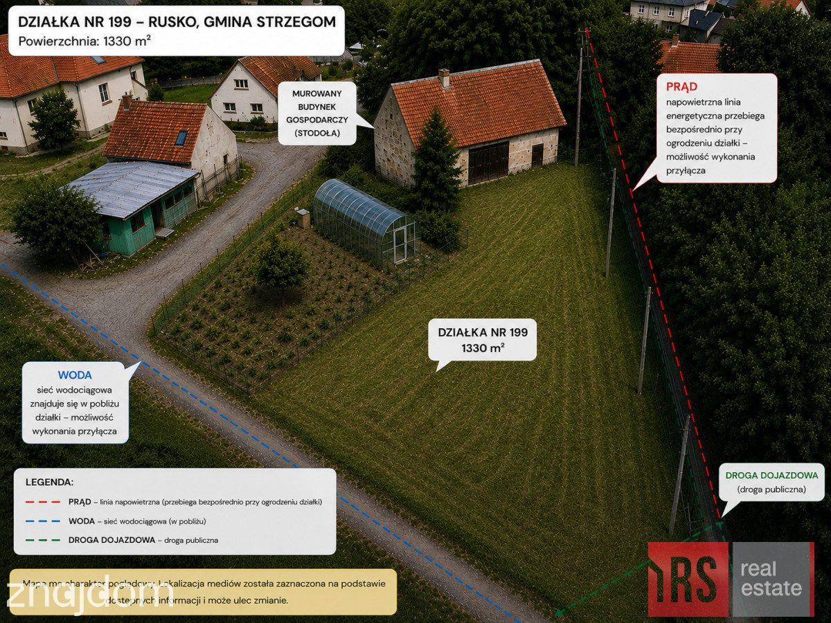 Działka 1330 m² z MPZP i stodołą – Rusko | 149 900 - zdjęcie 2
