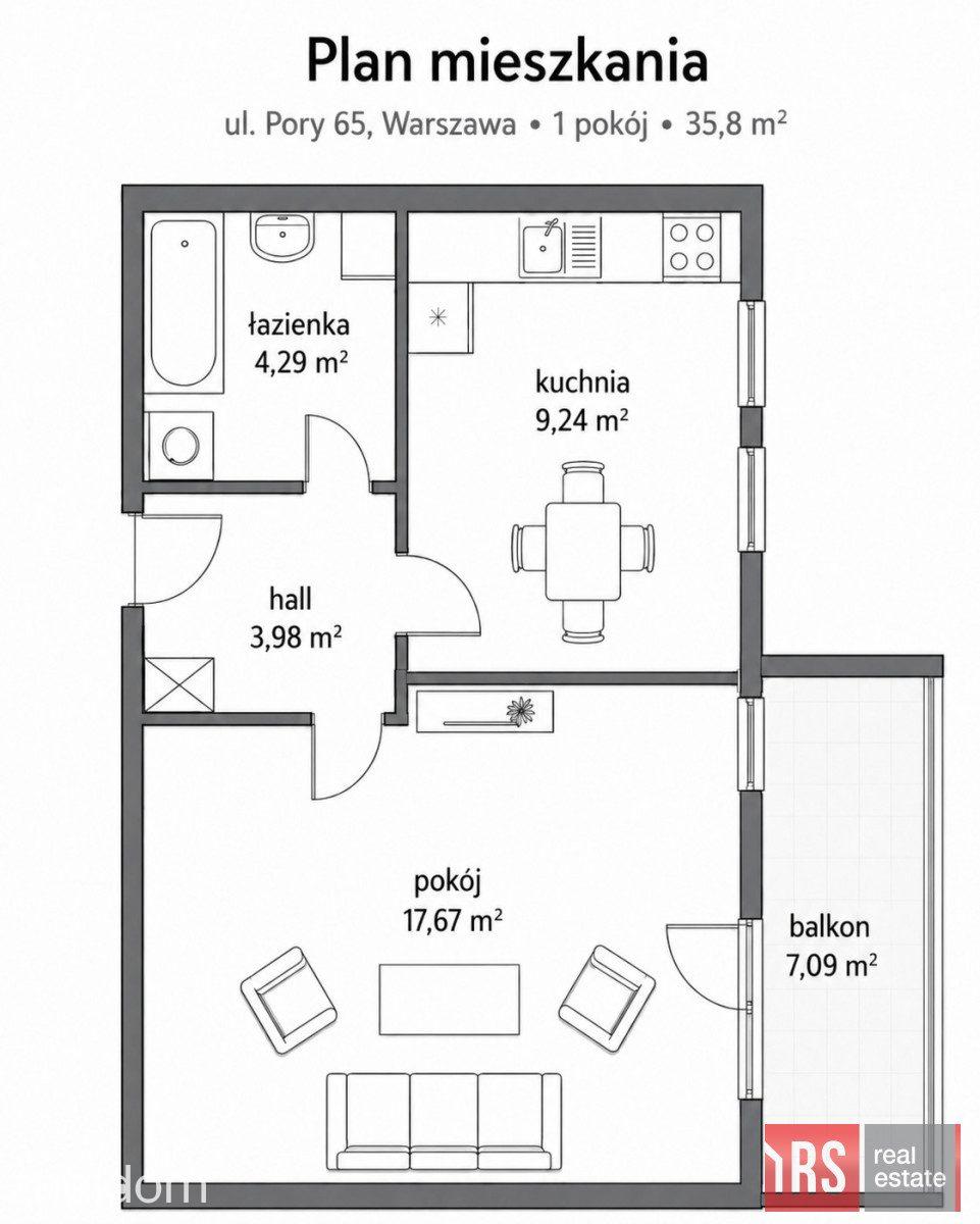 Mokotów | duży balkon | oddzielna kuchnia | Pory - zdjęcie 19